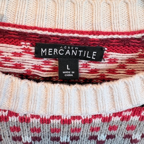 J.Crew Mercantile Women's Fair Isle Crewneck Sweater heart pattern Size Large - Picture 5 of 5